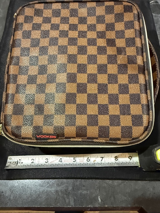 Wodkeis Other - Brown Checkered Men's Toiletry Bag with Carry Handle